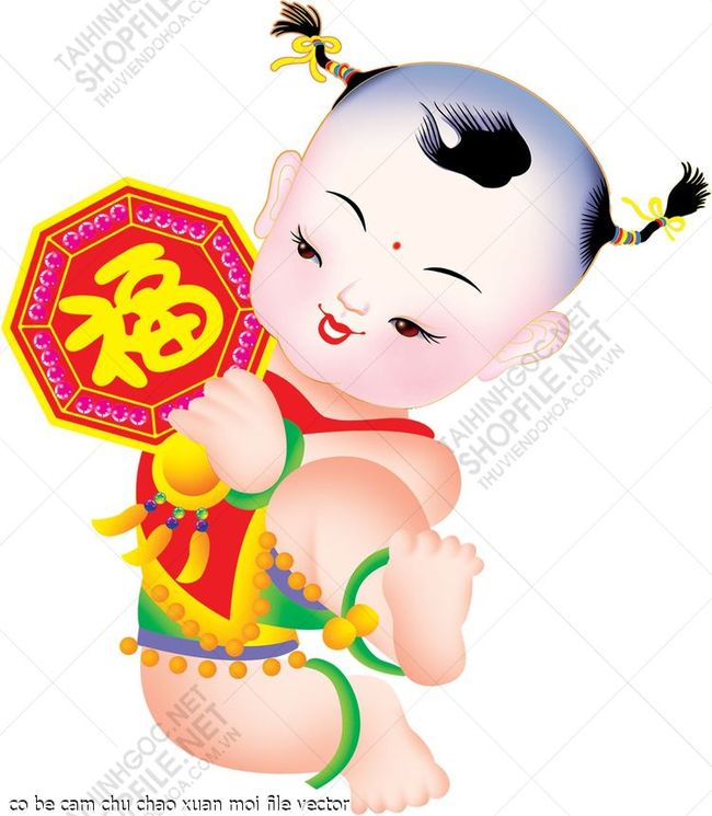 co be cam chu chao xuan moi file vector